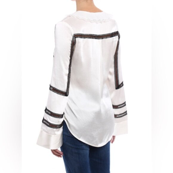 Self-Portrait Monochrome Trimmed Satin Shirt - Picture 2 of 11